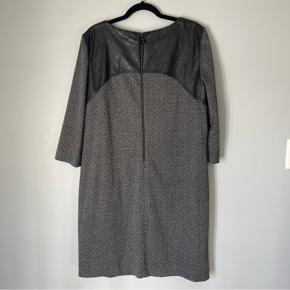 Tahari Arthur S. Levine Faux Leather Trim Dress - Picture 4 of 11